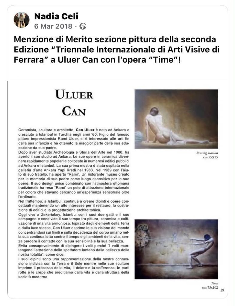 Nadia Celli-Mention of Merit,Ferrera Triennale 2018, Can Uluer,Time